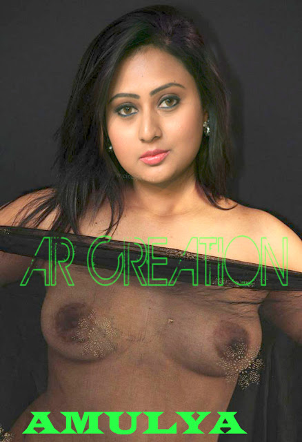 Nude Kannada actress Amulya nipple without bra transparent dress