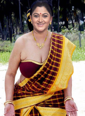 Busty old actress kushboo nude cleavage in semi nude saree