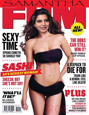 Hot slim body Samantha Ruth Prabhu semi nude cover photo in magazine