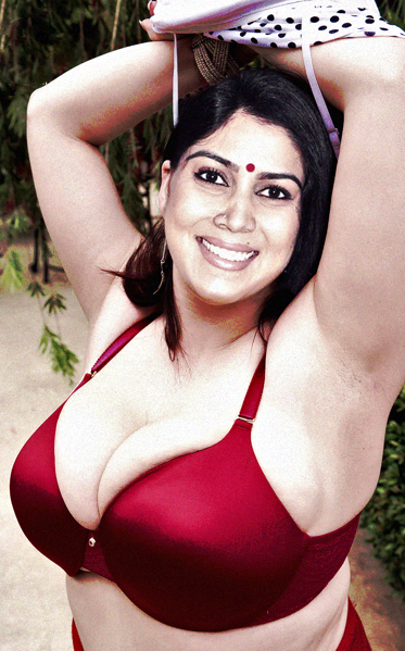 Shaved armpit Sakshi Tanwar big boobs nude red bra outdoor