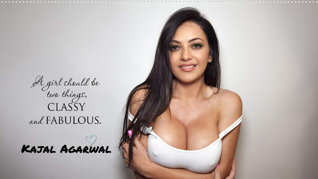 Kajal Agarwal nude cleavage in white top big fake boobs