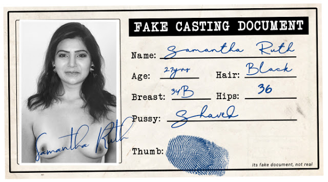 Samantha Akkineni fake casting document id card picture