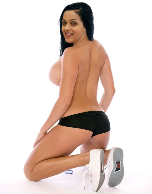 Bhavana topless in black panties indian celebrity boob slip
