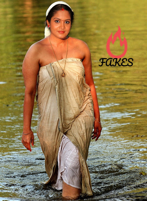 Gayathri arun semi nude river bathing low neck cleavage pic