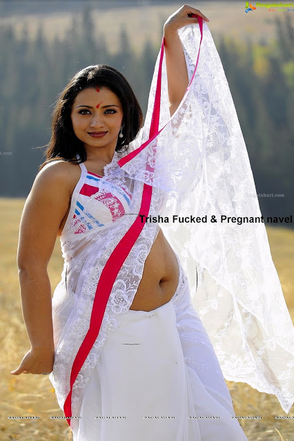 Trisha nude pregnant navel exposed in white Saree xxx actress fake