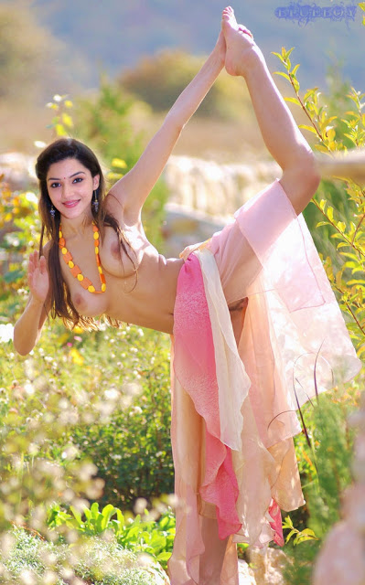 Mehrene Kaur Pirzada doing nude yoga outdoor without clothes