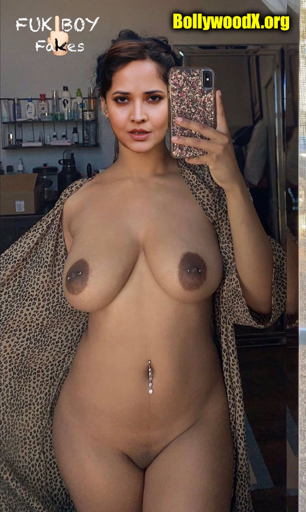 Big boobs Anasuya Bharadwaj black nipple navel pierced nude selfie fake