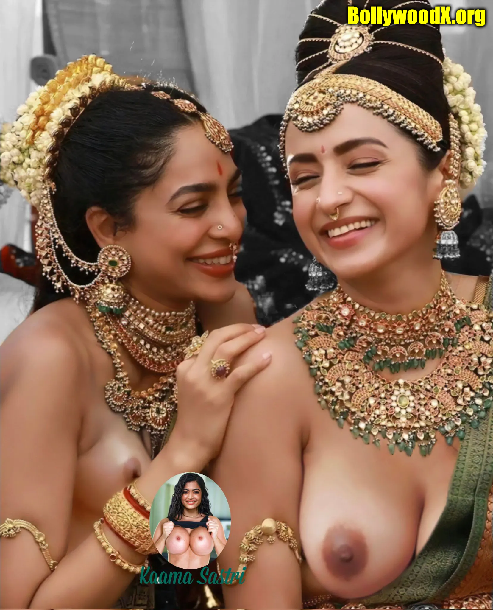 Trisha Krishnan nude nipple show with Sobhita Dhulipala small boobs ps1 lesbian fake
