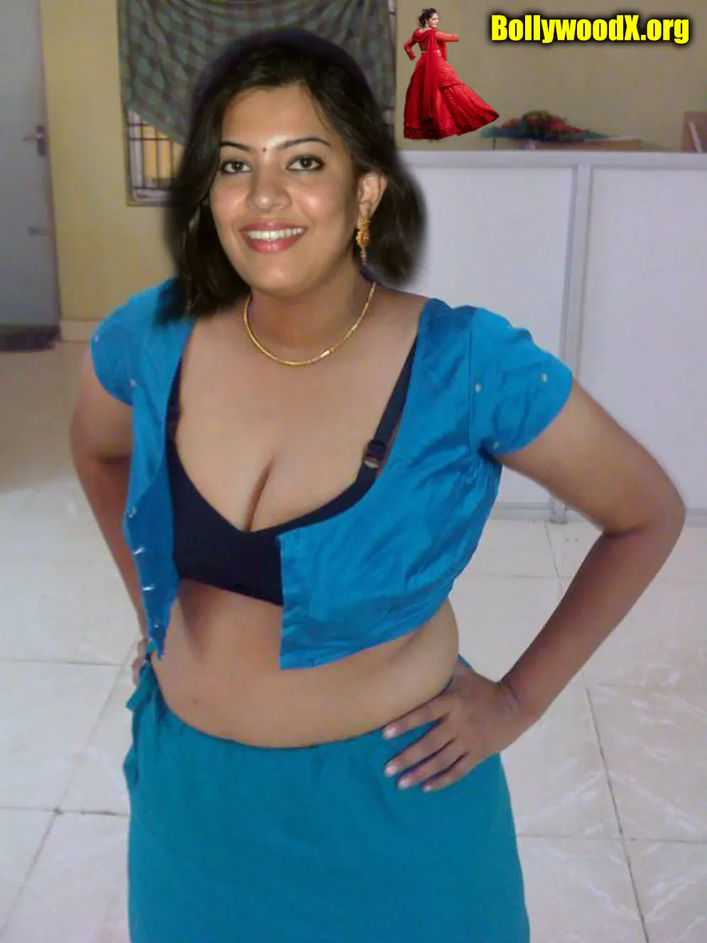 Geetha Madhuri open blouse black bra without saree fake