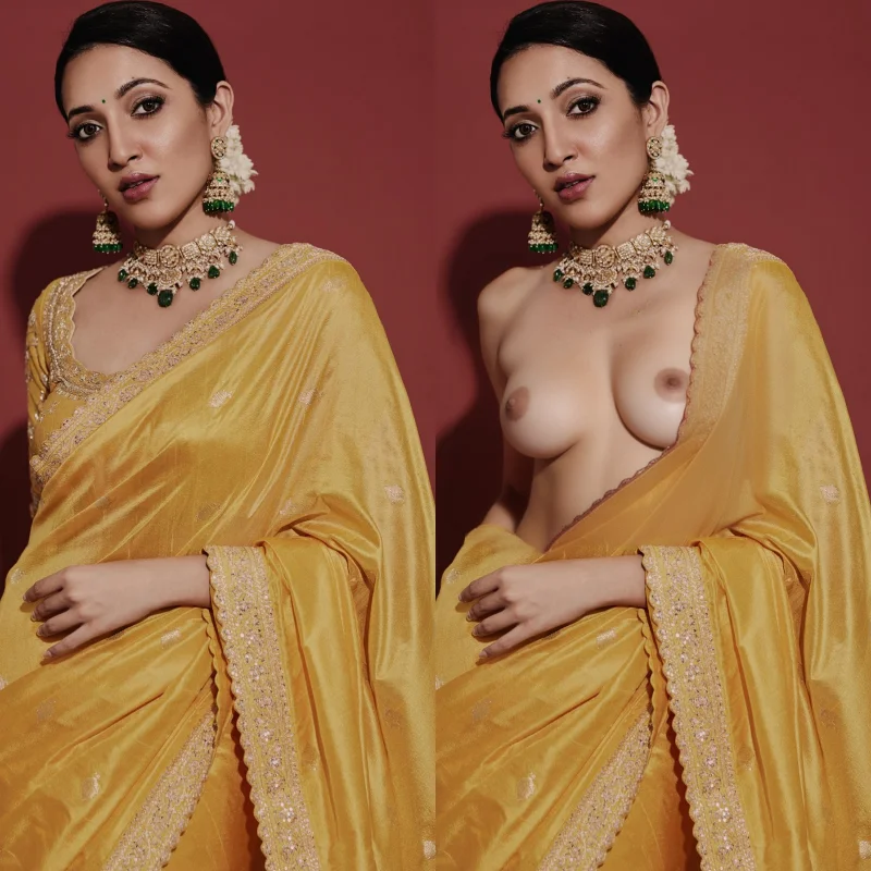 Neha Sshetty yellow Saree hot without blouse nude small boobs nipple