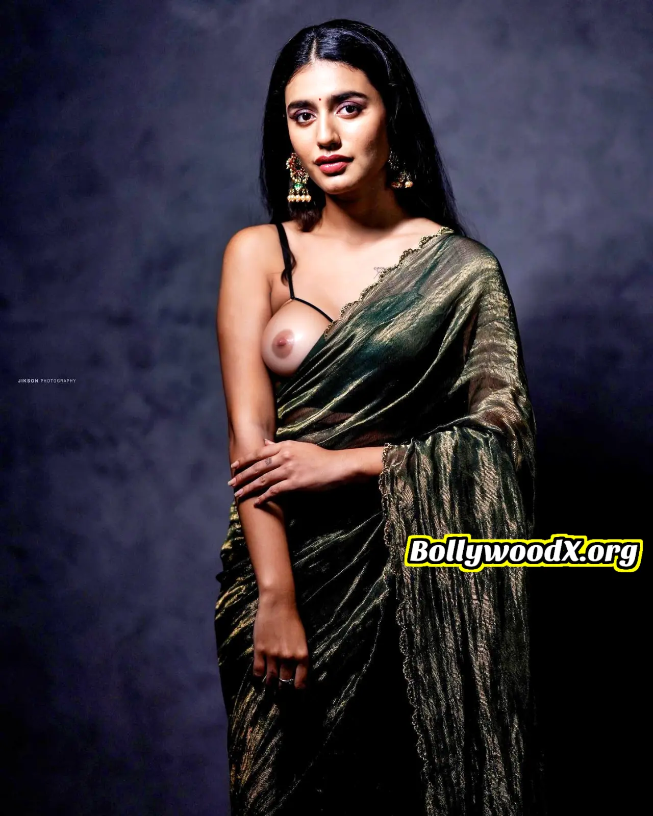 Priya Prakash Varrier open cup bra nude small boobs nipple hot saree fake