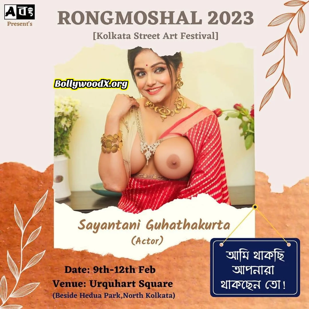 Sayantani Guhathakurta red hot saree blouse removed nude boobs nipple