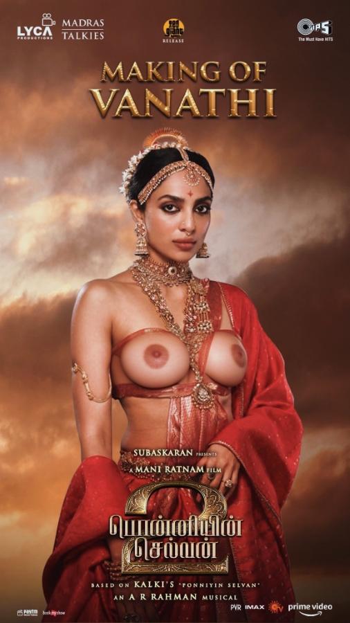 Sobhita Dhulipala ps2 vanathi nude boobs hot open cup strapless blouse
