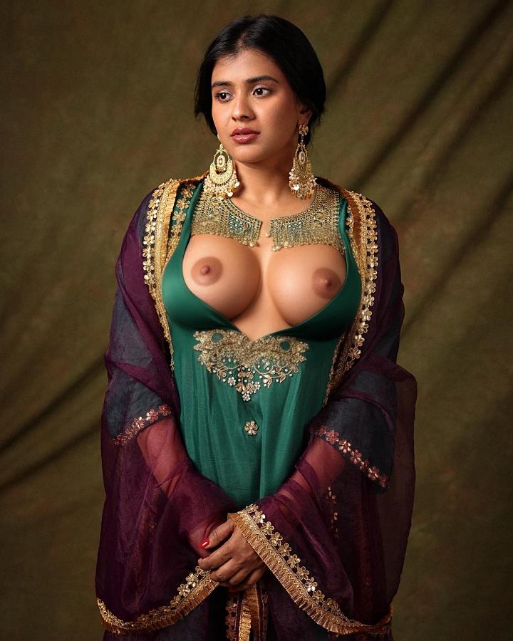 Hebah Patel nipple slip hot cleavage open dress