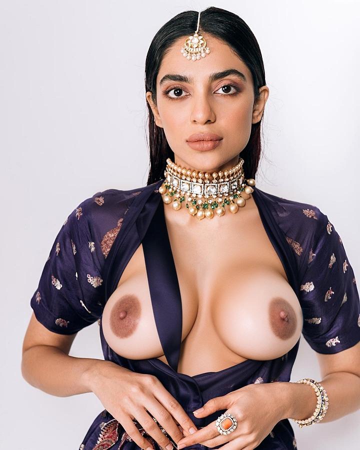 Sobhita Dhulipala open shirt sexy gym boobs nude nipple