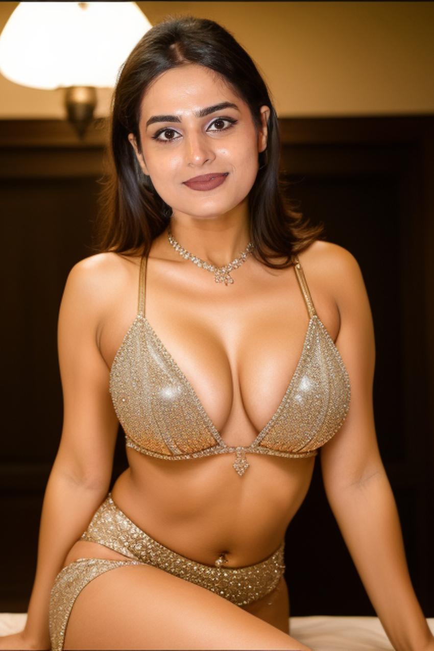 Ayesha Khan cleavage golden sleeveless blouse bold photo