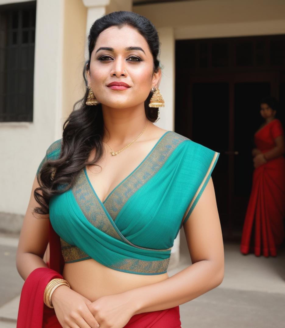 Parvathy R Krishna cleavage hot saree low neck blouse