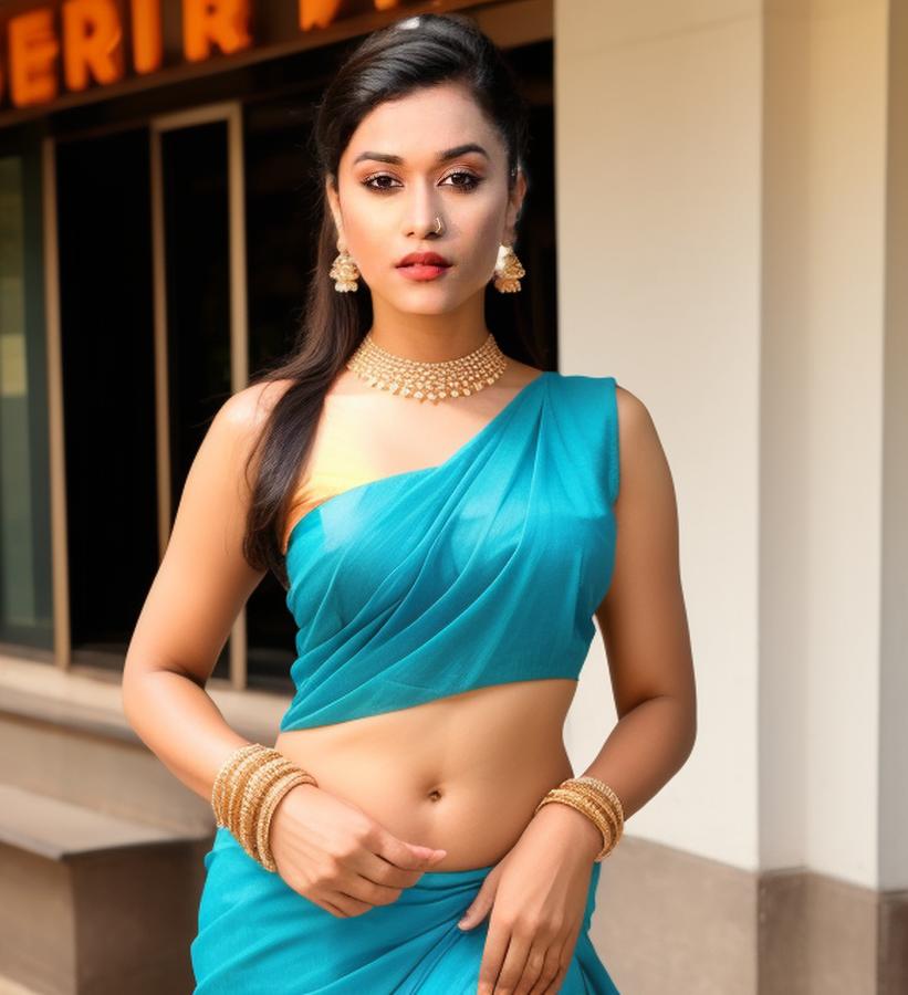 Parvathy R Krishna cleavage low neck hot blouse saree slip navel