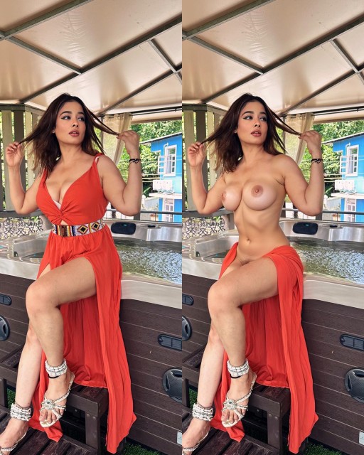 Kiran Rathod outdoor red hot dress removed Boobs nipple nude