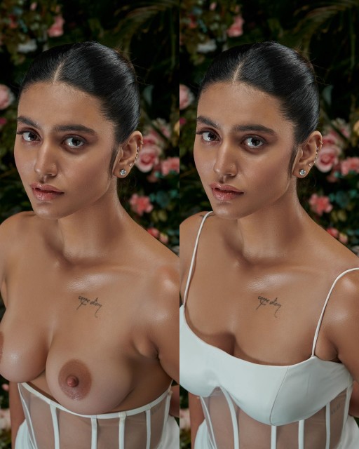 Priya Prakash Varrier bold white bra removed small boobs nipple naked