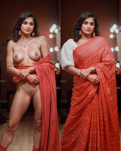 Remya Nambeesan red hot saree removed boobs nipple trimmed pussy