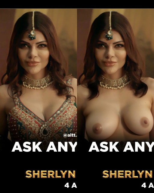 Sherlyn Chopra low neck blouse nude boobs nipple photo