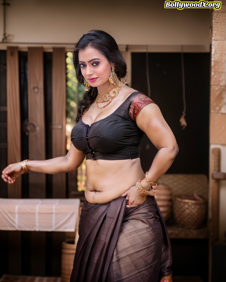 Sowmya Rao hot blouse cleavage sexy navel saree drop desi fake