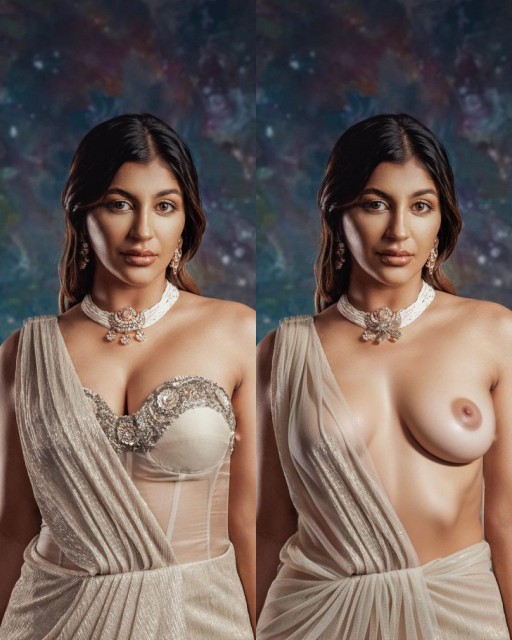 Yashika Anand strapless dress removed nude boobs naked body pose
