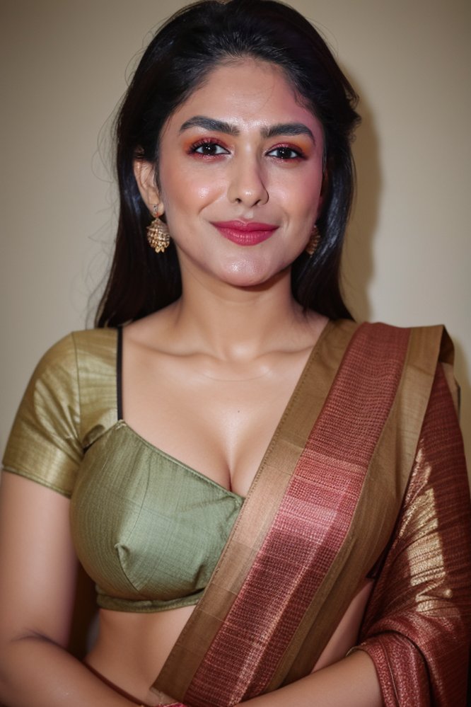 Mrunal Thakur sexy blouse hot Saree photo